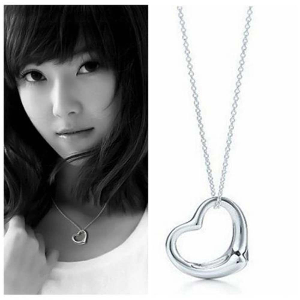 💓Silvertone Open Heart Pendant Chain Neckl - Picture 3 of 4